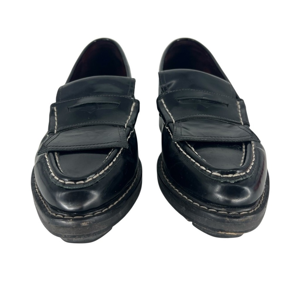 Rag & Bone Black Leather Penny Loafers with Contrast Stitching Size 40 - Picture 5 of 15
